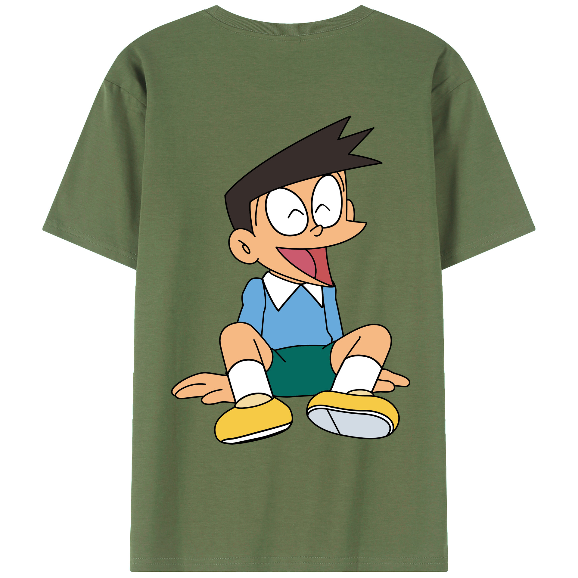 （画像用） ドラえもん 骨川 スネ夫 Doraemon Honekawa Suneo 綿100％ メンズ半袖Tシャツ（バックプリント） 通気性